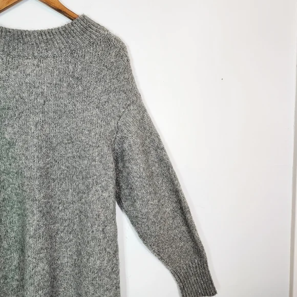 Zara Lace Up Oversized Wool Mohair Mock Neck Sweater Dress Grey Size Medium - Picture 8 of 11